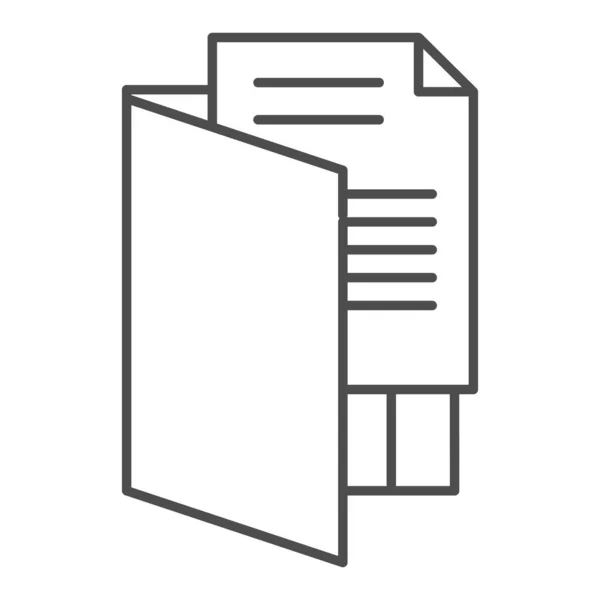 Geöffnetes Ordner-Thin-Line-Symbol. Dateiarchiv, Speicher- und Dokumentensymbol, Umrisspiktogramm auf weißem Hintergrund. Geschäfts- oder Kanzleischild für mobiles Konzept oder Webdesign. Vektorgrafik. — Stockvektor