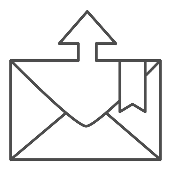 包覆和向上箭头细线图标.邮件信件,发送邮件符号,轮廓风格象形文字白色背景.移动概念或网页设计的商业或邮资标志。矢量图形. — 图库矢量图片