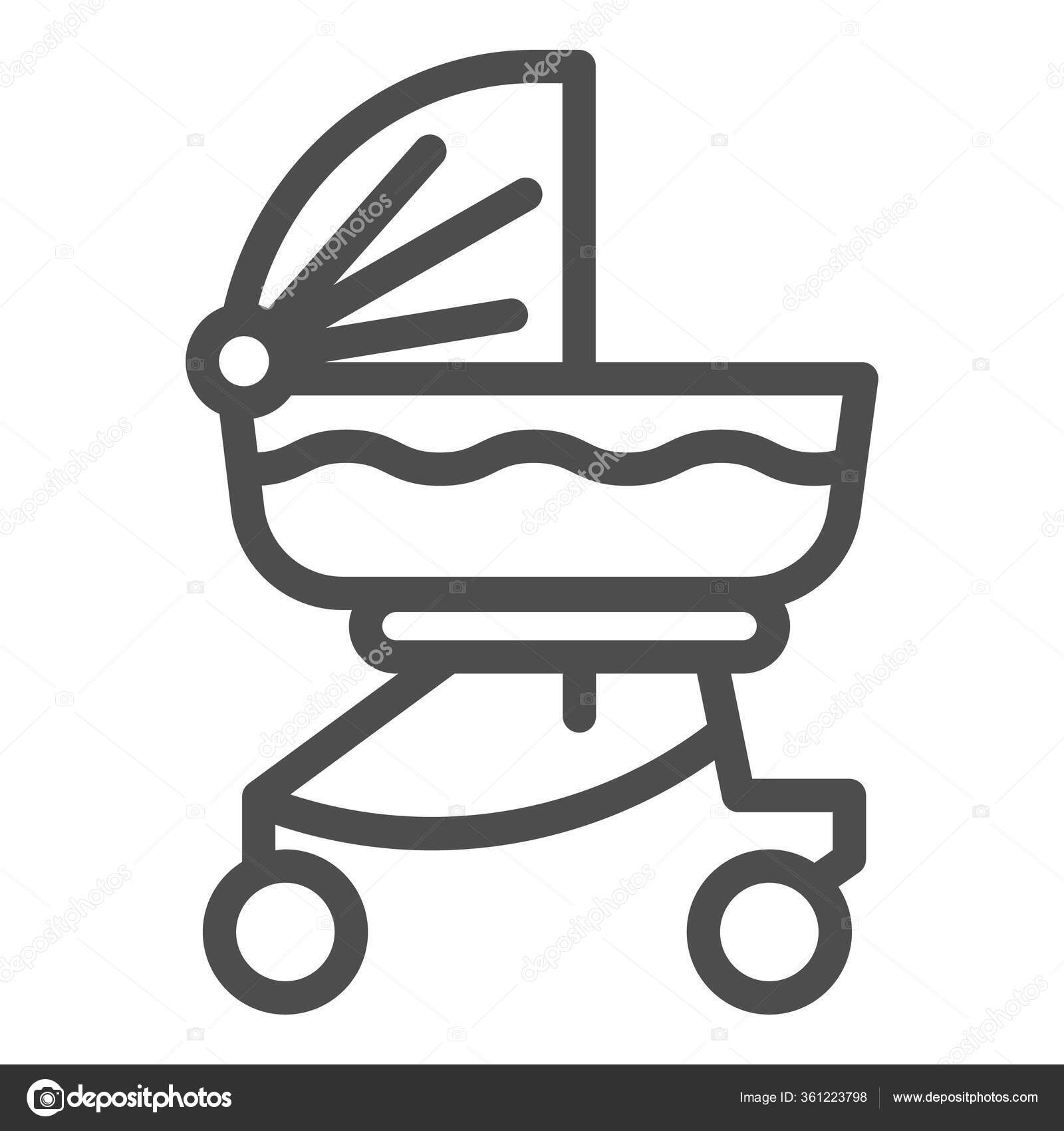 Ikonet til barnevognen. Piktogram om barnevogner på hvit bakgrunn. Nyfødt  transport i vogn eller barnevogn for mobilt konsept og nettdesign.  Vektorgrafikk . stockvektor © sabustock #361223798, image size:1600x1700