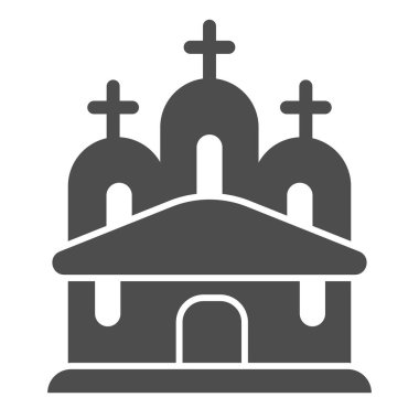 Kilisenin simgesi. Beyaz arka planda Faith Glyph tarzı bir resim. Paskalya Bayramı Hristiyan binası taşınabilir konsept ve web tasarımı için. Vektör grafikleri.