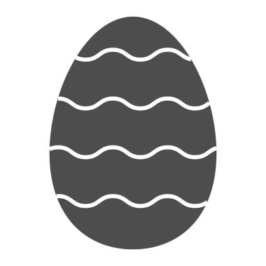 Dalgalı şekilli sert bir ikona sahip Paskalya yumurtası. Geleneksel yumurta hediyesi, beyaz arkaplanda kabartma şekilli resim var. Mobil konsept ve web tasarımı için Paskalya tatili işaretleri. Vektör grafikleri.