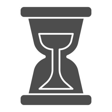 Kum saati katı simgesi. Kum saati, zamanı ölçmek için eski bir alet. Jurisprrudence tasarım konsepti, beyaz arka planda glyph tarzı resim, web ve uygulama için kullan. Eps 10.