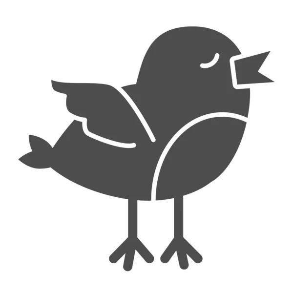 Icono de chica sólida. De pie y tratando de volar pictograma estilo glifo polluelo recién nacido sobre fondo blanco. Pollo bebé joven para concepto móvil y diseño web. Gráficos vectoriales . — Archivo Imágenes Vectoriales