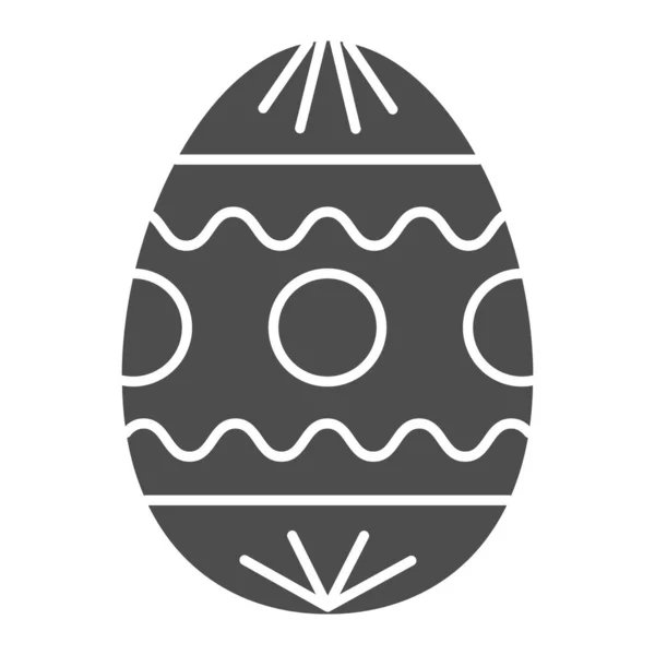 Ovo de Páscoa com padrão ícone sólido. Presente de ovos tradicional com círculos e ondas pictograma estilo glifo no fundo branco. Sinais de férias de Páscoa para conceito móvel e web design. Gráficos vetoriais . — Vetor de Stock