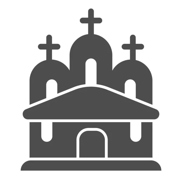 Kirche solide Ikone. Piktogramm im Stil des Hauses des Glaubens auf weißem Hintergrund. Frühling Osterferien christliches Gebäude mit Kreuz für mobiles Konzept und Webdesign. Vektorgrafik. — Stockvektor