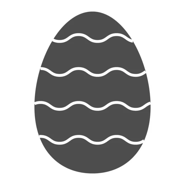 웨이브 패턴의 고체 아이콘 이 있는 부활절 달걀. 전통적으로 하얀 배경에 글 리프 스타일의 픽토그램이 붙어 있는 달걀. 부활절 휴가 표지판은 모바일 컨셉 과 웹 디자인을 위한 것이다. 벡터 그래픽. — 스톡 벡터