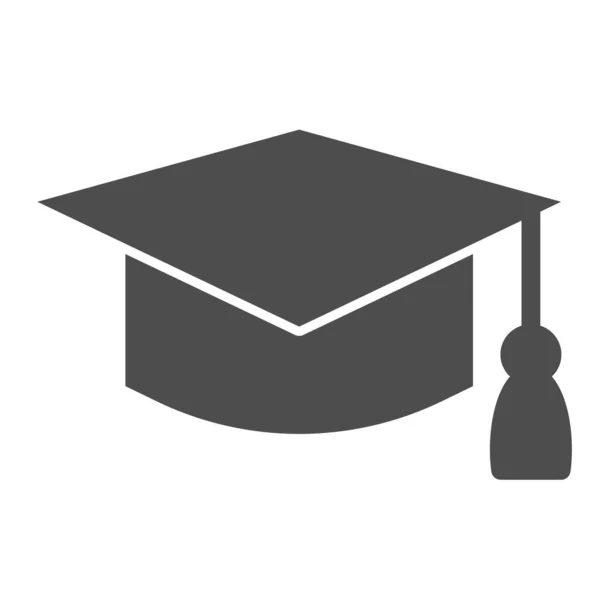 Studenten hoed stevig icoon. Afstuderen zwarte vierkante beker. Educatie vector ontwerp concept, glyph stijl pictogram op witte achtergrond, gebruik voor web en app. Eps 10. — Stockvector
