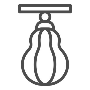 Ağır torba ipi ve sağlam bir ikon. Spor pisti sembolünde boks için özellik, beyaz arka planda ana hatlı resim. Mobil konsept için spor ya da spor işareti, web tasarımı. Vektör grafikleri.