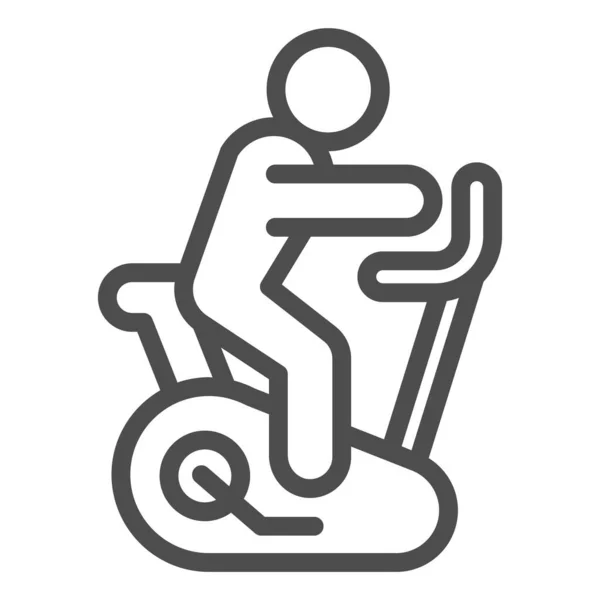 锻炼自行车线和坚实的图标.具有运动员符号的静态健身周期,在白色背景上勾勒出风格象形文字.健康的生活方式标志为移动概念和网页设计。矢量图形. — 图库矢量图片