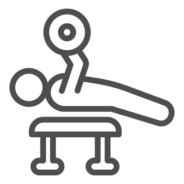 Ligne d'exercice d'haltérophilie et icône solide. Bodybuilder pose et exercice avec symbole de haltère, pictogramme de style contour sur fond blanc. Signe de fitness pour concept mobile, web design. Graphiques vectoriels . — Image vectorielle