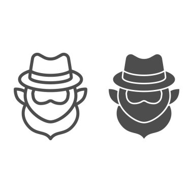 Sakal çizgisi ve sağlam bir ikonu olan genç Patrick. Leprikon avatar ana hatları beyaz arka planda pictogram. Gezici konsept ve web tasarımı için Patrick Day cücesi. Vektör grafikleri.