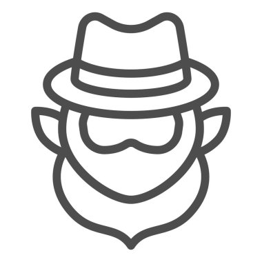 Sakal çizgisi ikonu olan genç Patrick. Leprikon avatar ana hatları beyaz arka planda pictogram. Gezici konsept ve web tasarımı için Patrick Day cücesi. Vektör grafikleri.