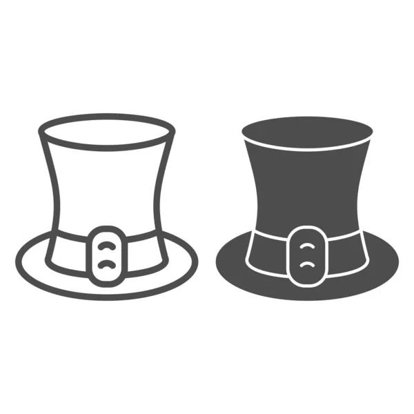 Chapeau celtique ligne et icône solide. Casquette de lutin avec un pictogramme de style de contour de bracelet en cuir sur fond blanc. Joyeux jour Saint Patrick signe pour le concept mobile et web design. Graphiques vectoriels . — Image vectorielle