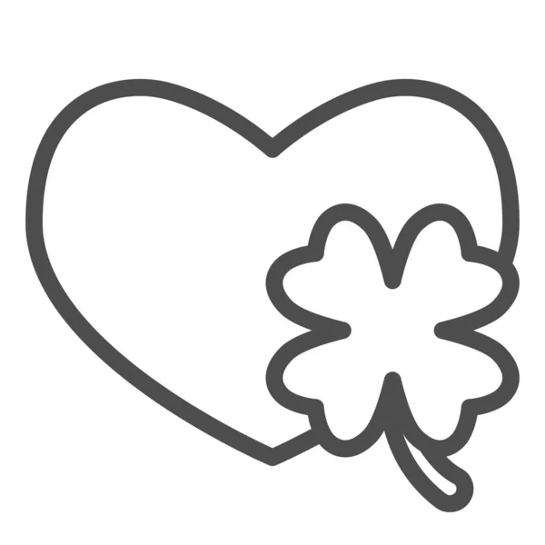 Καρδιά με τριφύλλι γραμμή εικονίδιο. Σύμβολο αγάπης και Patrick ημέρα shamrock περίγραμμα στυλ εικονόγραμμα σε λευκό φόντο. Saint Patricks πινακίδες για το κινητό έννοια και web design. Διανυσματικά γραφικά. — Διανυσματικό Αρχείο