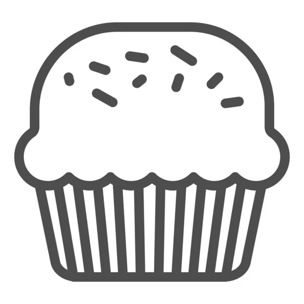 Gräddtårtsikonen. Muffin för Saint Patrick dag firande skissera stil piktogram på vit bakgrund. Mini hemlagad dessert för fest för mobil koncept och webbdesign. Vektorgrafik. — Stock vektor