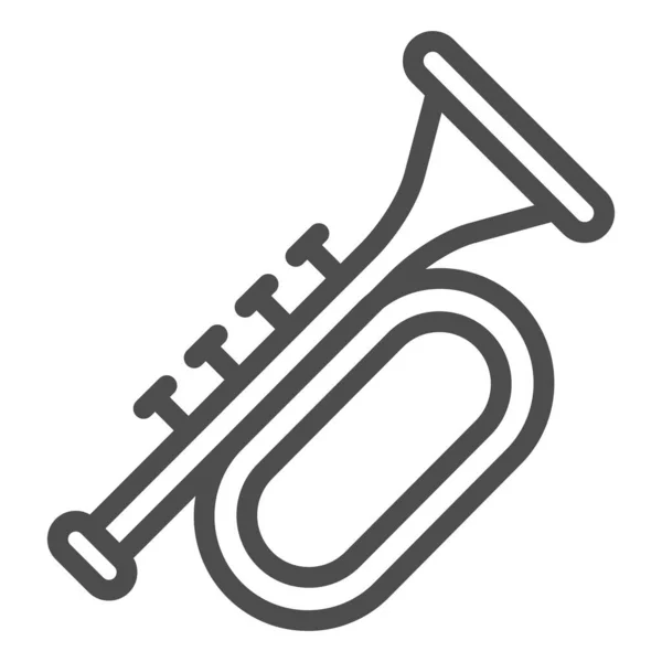 Trompetlijn icoon. Messing muziekinstrument met flared bell outline stijl pictogram op witte achtergrond. Patrick Day en muziekbord voor mobiel concept en webdesign. vectorgrafieken. — Stockvector