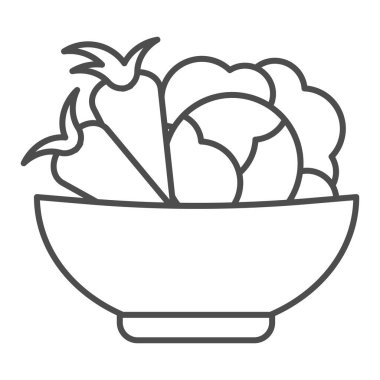 Kabak ve havuç ince bir tabakta. Kasede sağlıklı sebzeler, beyaz arka planda resim çizimi. Mobil konsept ve web tasarımı için taze yeşiller. Vektör grafikleri.