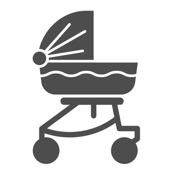 Baby carriage solid icon. Child stroller glyph style pictogram on white background. Newborn transportation in buggy or pram for mobile concept and web design. Vector graphics. — Stock Vector