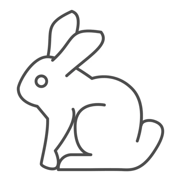 Paskalya tavşanı ince çizgi ikonu. Tatil dekorasyonu tavşan silueti ana hatlarıyla beyaz arkaplanda resim çizimi. Mobil konsept ve web tasarımı için mutlu bahar tatili işaretleri. Vektör grafikleri. — Stok Vektör