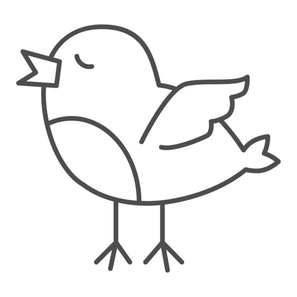 Kyckling tunn linje ikon. Stående och försöker flyga nyfödd brud skissera stil piktogram på vit bakgrund. Ung baby kyckling för mobila koncept och webbdesign. Vektorgrafik. — Stock vektor