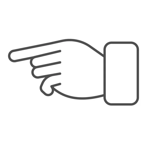 Indexzeiger Thin Line Icon. Urteil Zeigefinger, Hand mit erhobenem Zeigefinger. Rechtswissenschaft Vektor-Designkonzept, Umriss Stil Piktogramm auf weißem Hintergrund, Verwendung für Web und App. Eps 10. — Stockvektor