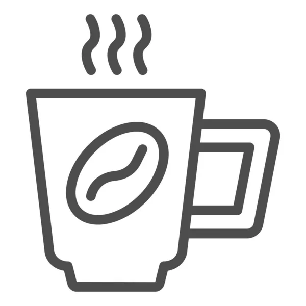 Cup of coffee line icon. Morning energetic, hot drink mug and bean symbol, outline style pictogram on white background. Caffeine or cafe sign for mobile concept, web design. Vector graphics. — Stock Vector