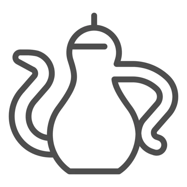 Klassischer Wasserkocher mit Griff-Linie-Symbol. Kaffeekanne mit Heißgetränk-Symbol, Umrisspiktogramm auf weißem Hintergrund. Koffein oder Café-Zeichen für mobiles Konzept, Webdesign. Vektorgrafik. — Stockvektor