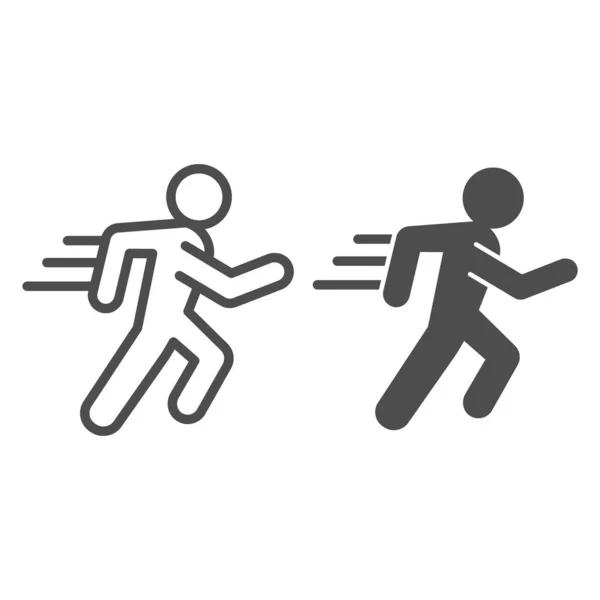 Runner Line und durchgehendes Symbol. Sportler läuft mit Speed-Motion-Symbol, umreißendes Stil-Piktogramm auf weißem Hintergrund. Gesunder Lebensstil oder Sportzeichen für mobiles Konzept und Webdesign. Vektorgrafik. — Stockvektor