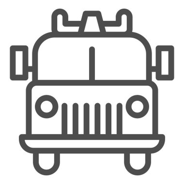 İtfaiyeci araç hattı ikonu. Acil servis itfaiye aracı beyaz arka planda resim çizimi. Mobil konsept ve web tasarımı için itfaiye aracı veya itfaiye aracı. Vektör grafikleri.
