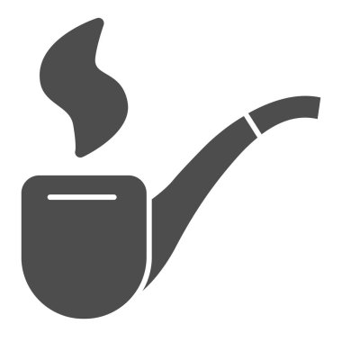 Tütün piposu katı bir ikon. Beyaz arka planda tüttürme piposu ya da şnorkel kabartması. Mobil konsept ve web tasarımı için Aziz Patrick günü işaretleri. Vektör grafikleri.