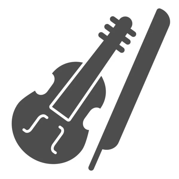 Icono sólido de violín y arco. Violín con pictograma estilo glifo Fiddle-bow sobre fondo blanco. Símbolo del instrumento musical para el concepto móvil y el diseño web. Gráficos vectoriales . — Archivo Imágenes Vectoriales