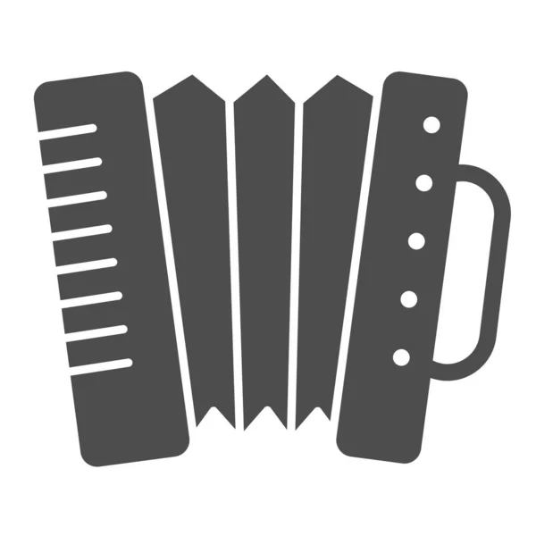 Accordeon stevig icoon. Folkloristische accordeon instrument glyph stijl pictogram op witte achtergrond. Patrick Day en muziekbord voor mobiel concept en webdesign. vectorgrafieken. — Stockvector