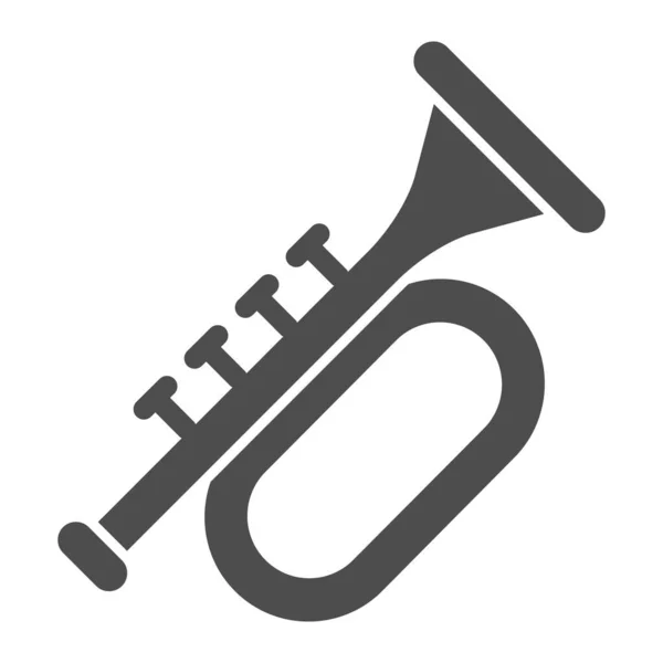 Trompet stevig icoon. Messing muziekinstrument met flared bell glyph stijl pictogram op witte achtergrond. Patrick Day en muziekbord voor mobiel concept en webdesign. vectorgrafieken. — Stockvector