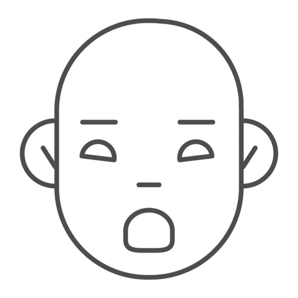 Иконка тонкой линии лица ребенка. Симпатичные дети мальчика голову очертания стиль пиктограммы на белом фоне. Новорожденное лицо с открытым ртом для мобильной концепции и веб-дизайна. Векторная графика . — стоковый вектор