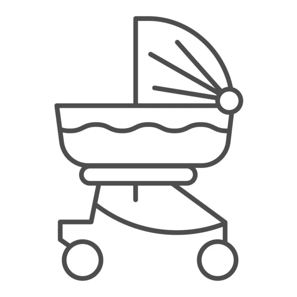 Kinderwagen dünne Linie Symbol. Kinderwagen umreißen Stil-Piktogramm auf weißem Hintergrund. Neugeborene Transport im Buggy oder Kinderwagen für mobiles Konzept und Web-Design. Vektorgrafik. — Stockvektor