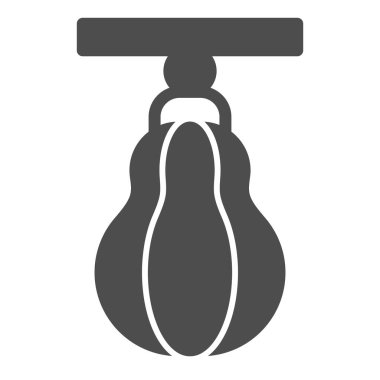 Ağır torba ipi ve sağlam bir ikon. Spor pisti sembolünde boks için özellik, beyaz arka planda ana hatlı resim. Mobil konsept için spor ya da spor işareti, web tasarımı. Vektör grafikleri.