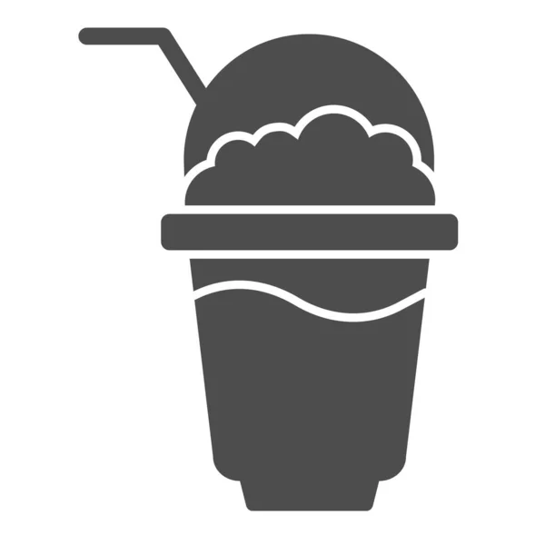Pevná ikona Latte cup. Horký hrnek kávy se symbolem mléka, piktogram ve stylu glyfu na bílém pozadí. Ranní snídaně nebo kavárna znamení pro mobilní koncept a web design. Vektorová grafika. — Stockový vektor
