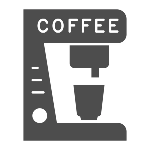 Máquina de café e copo ícone sólido. Utensílios de cozinha para fazer o símbolo quente da bebida, pictograma do estilo do glifo no fundo branco. Sinal de cafeína ou café para conceito móvel, web design. Gráficos vetoriais . — Vetor de Stock