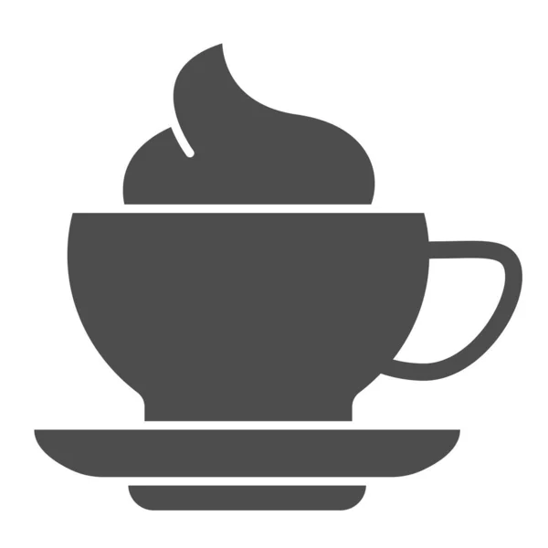 Caffè e crema icona solida. Tazza di bevanda calda di frappe con simbolo di gelato al latte, pittogramma in stile glifo su sfondo bianco. Mattina segno tazza per concetto mobile, web design. Grafica vettoriale . — Vettoriale Stock