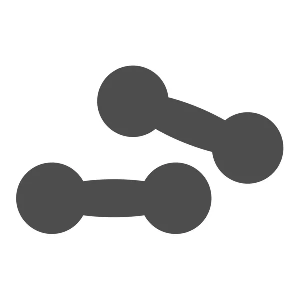 Sport dumbbell line and solid icon. 무게가 가벼운 두 여자가 흰색 바탕에 골자로 된 그림 문자를 새겨 넣은 멍청 한 방울을 던진다. 이동성 개념 또는 웹 디자인의 적합성 표시. 벡터 그래픽. — 스톡 벡터