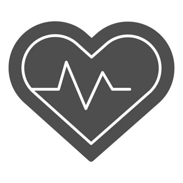 Heart pulse tracker line and solid icon. Sportsman heartbeat rate in love shape symbol, outline style pictogram on white background. Fitness sign for mobile concept and web design. Vector graphics. — Stock Vector
