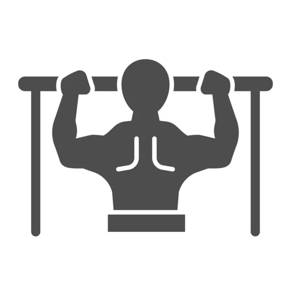 Barra orizzontale e linea atleta e icona solida. Sportsman facendo pull-up simbolo, contorno stile pittogramma su sfondo bianco. Segno di stile di vita sano per il concetto di mobile e web design. Grafica vettoriale . — Vettoriale Stock