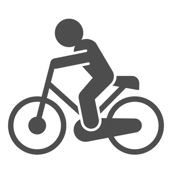 Ligne cycliste et icône solide. Exercice de vélo, sportif et symbole de vélo, pictogramme de style contour sur fond blanc. Style de vie sain ou signe sportif pour concept mobile et web design. Graphiques vectoriels . — Image vectorielle