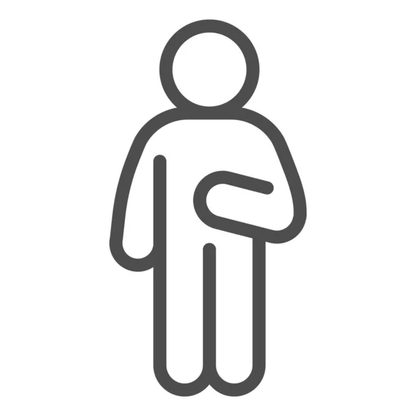 Guy Idler lijn icoon. Man in front pose met opgeheven hand op de rechter omtrek stijl pictogram op witte achtergrond. Relax man poseert voor mobiele concept en web design. vectorgrafieken. — Stockvector