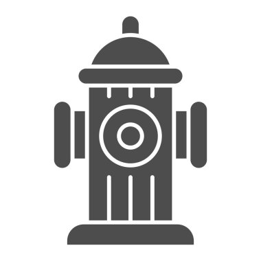 Yangın musluğu simgesi. Beyaz arka planda fireplug ya da sokak su borusu glifli piktogram. Taşınabilir konsept ve web tasarımı için yangın söndürme işaretleri. Vektör grafikleri.