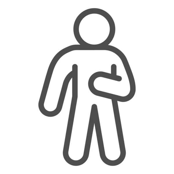 Menschliche Silhouette mit linker Hand nach oben gerichtetem Symbol. Mann hob Hand auf seiner rechten Seite umreißt Stil Piktogramm auf weißem Hintergrund. Der Mensch stellt Zeichen für mobiles Konzept und Webdesign. Vektorgrafik. — Stockvektor