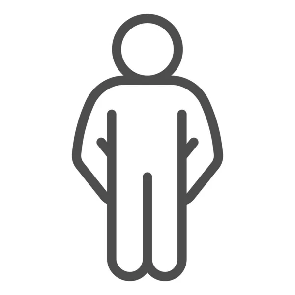 Verward menselijk pose lijn pictogram. Man met handen naar beneden in zakken omtrek stijl pictogram op witte achtergrond. Persoon die zowel de hand in zak voor mobiel concept en web design. vectorgrafieken. — Stockvector