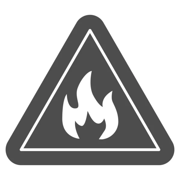 Triangle avec symbole de feu icône solide. Pictogramme de style glyphe sur fond blanc. Panneau d'avertissement incendie pour concept mobile et web design. Graphiques vectoriels . — Image vectorielle