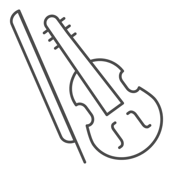 Violino e arco ícone linha fina. Fiddle com Fiddle-arco esboço estilo pictograma no fundo branco. Símbolo de instrumento musical para conceito móvel e web design. Gráficos vetoriais . —  Vetores de Stock