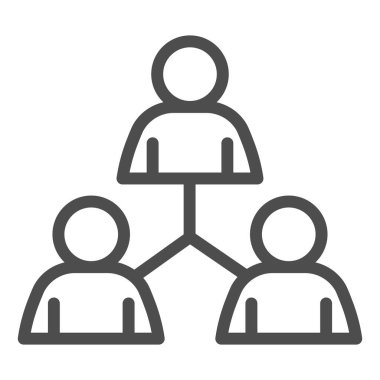 Halk topluluğu ağ ikonu. Üç kişilik bir grup beyaz arkaplanda resim çizgisi çiziyor. Mobil konsept ve web tasarımı için takım çalışması logosu. Vektör grafikleri.